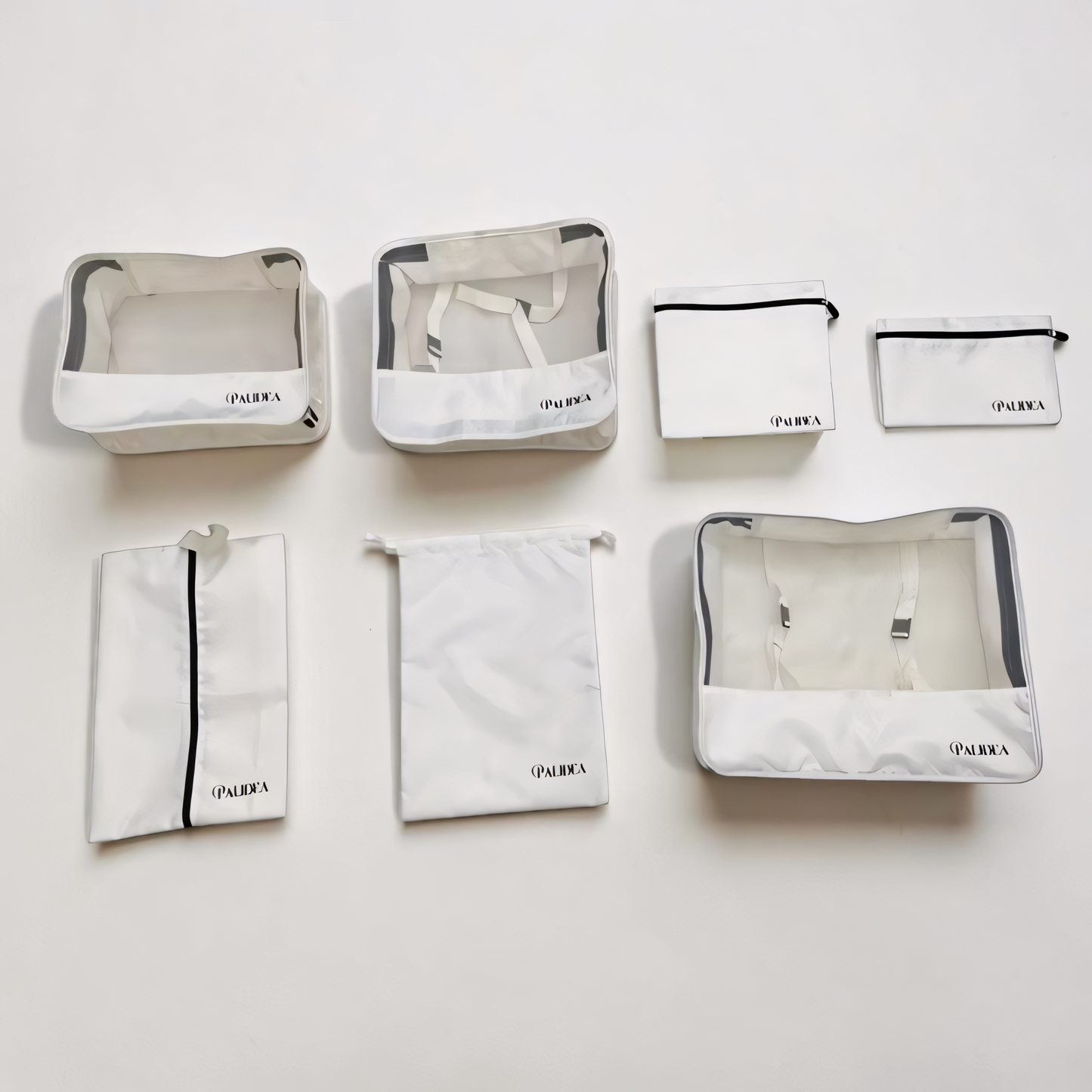 Set Organizer Valigia 7 Pezzi, Packing Cubes da Viaggio per Vestiti e Accessori, Leggeri e Salvaspazio, Beige